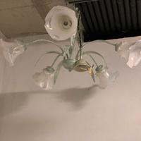 Lampadario 5 campane cristallo di Murano e metallo