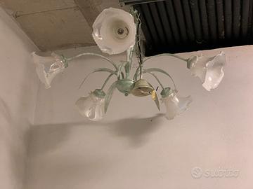 Lampadario 5 campane cristallo di Murano e metallo