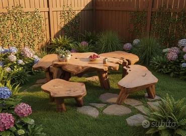  tavolo e sedie  in radice di teak