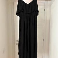 Vestito lungo nero con volant