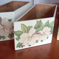 3 cassetti porta oggetti con decoupage 