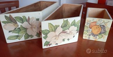 3 cassetti porta oggetti con decoupage 