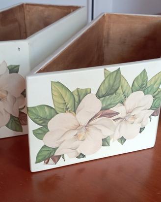 3 cassetti porta oggetti con decoupage 