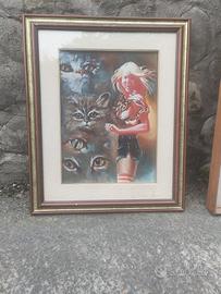 dipinto olio su pannello vintage 