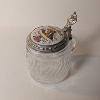 Boccale birra tedesco vetro decorato