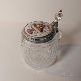 Boccale birra tedesco vetro decorato