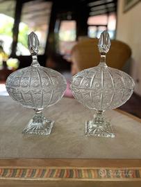 Coppia di alzate in cristallo