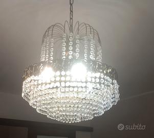 Lampadario Swarovski retrò in cristallo e oro