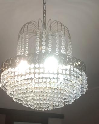 Lampadario Swarovski retrò in cristallo e oro
