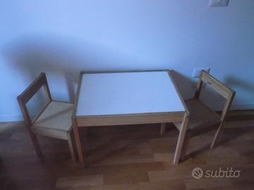 tavolino per bambini in legno con 2 sedie