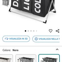 porta biancheria tre scomparti nuovo 