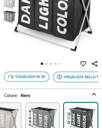 porta biancheria tre scomparti nuovo 