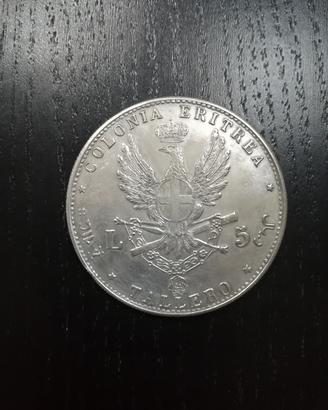 5 lire 1896 colonia Eritrea argento. FALSO 