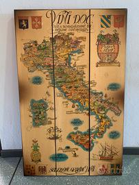 Quadro con mappa vini Italia vintage