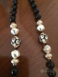 Collana vetro Murano vintage con passino argento