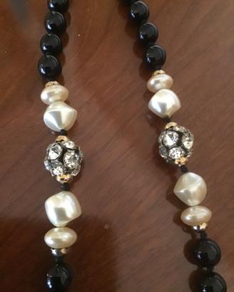 Collana vetro Murano vintage con passino argento