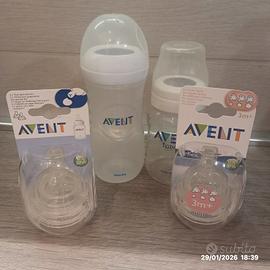 4Tettarelle AventNUOVE(3+ e 6+)più ciuccio&biberon