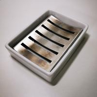 Portasaponetta in acciaio INOX e ceramica