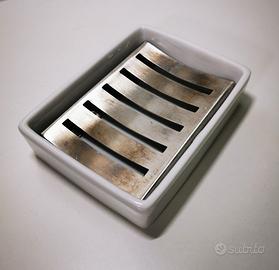 Portasaponetta in acciaio INOX e ceramica