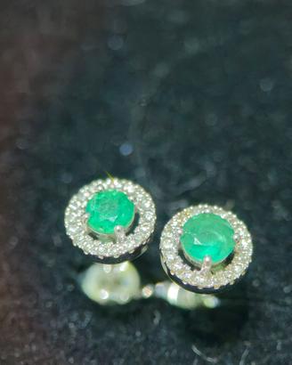 orecchini stroili oro diamanti e smeraldi