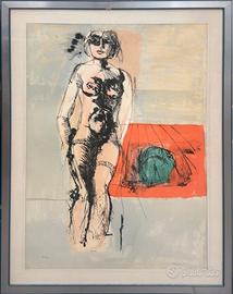 Bruno Cassinari pittore litografia figura