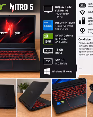 Acer Nitro 5 i7 tredicesima gen RTX 3050