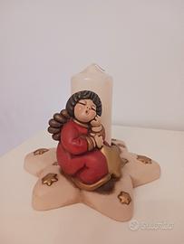 Portacandele a  stella  con Angelo rosso  Thun