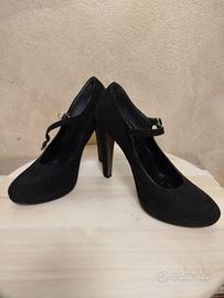 Scarpe décolleté nere scamosciate tacco 12 n° 37