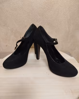 Scarpe décolleté nere scamosciate tacco 12 n° 37