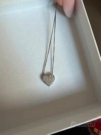 Collana argento 925 cuore con brillantini