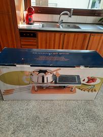 Set per fonduta acciaio inox con pietra ollare