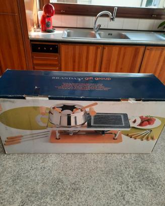 Set per fonduta acciaio inox con pietra ollare