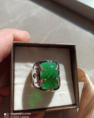 Anello cavaliere mediovale argento 925 Agata