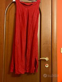 Vestito in puro lino bordeaux