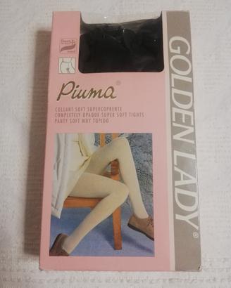 Collant Golden Lady Piuma Taglia II Nero Vintage 