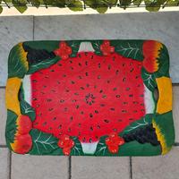 vassoio anguria dipinto a mano in legno vintage