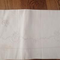 Lenzuolo matrimoniale fine anni 60 ricamato a mano