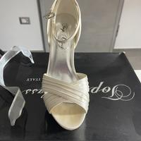 Scarpe sandalo donna 37 avorio raso