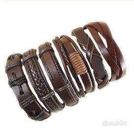 10 PEZZI BRACCIALE MISTI UOMO DONNA PELLE CUOIO
