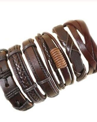 10 PEZZI BRACCIALE MISTI UOMO DONNA PELLE CUOIO