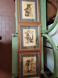 trittico quadri su lastra di metallo