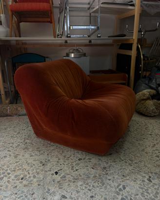 Poltrona Vintage Anni ’70 in Velluto Ruggine