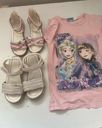 2 paia di sandali 28-29 + maglia frozen