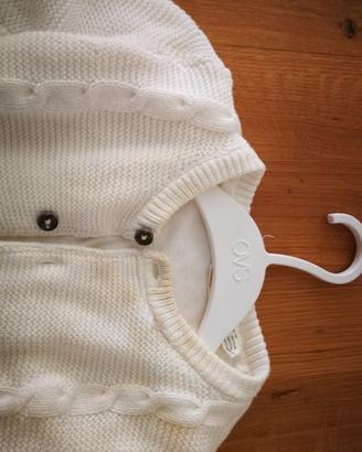 Nuova maglia bianca felpata con bottoni tg.74-80