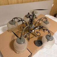 Lampadari vintage ottone e legno