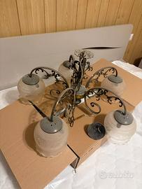 Lampadari vintage ottone e legno