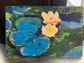 Ninfee di Monet replica dipinto a mano