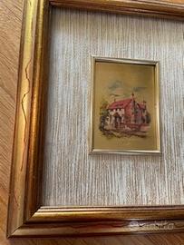 Quadro in foglia d'oro con paesaggio
