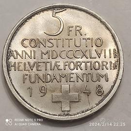 Svizzera - 5 franchi AG 1948 "Costituzione"