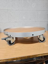 pedana rotonda con ruote per contenitori olio